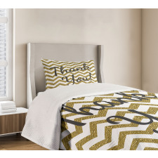 Thank You Words ZigZag Bedspread Set