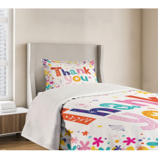 Words with Blossoms Bedspread Set