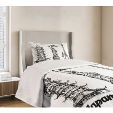 Japan Paris Building Bedspread Set