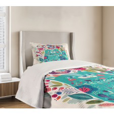 Kitty with Flower and Bird Bedspread Set