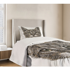 Sketchy Cat Head Bedspread Set