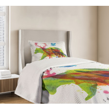 Alaska Animals Bear Wolf Bedspread Set