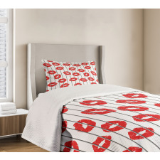 Woman Lips Love Behind Bars Bedspread Set