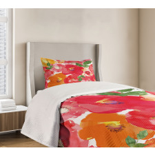 Watercolor Style Floral Bedspread Set