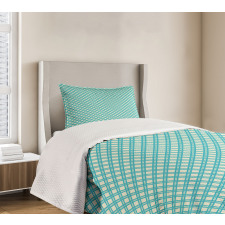 Aqua Checked Tile Bedspread Set