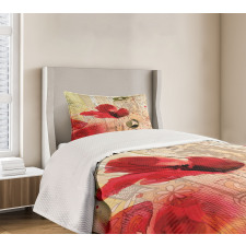 Retro Floral Design Bedspread Set