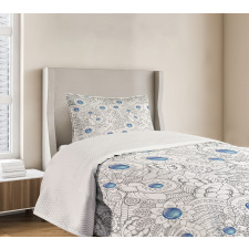 Flowers with Blue Dots Bedspread Set