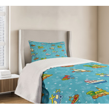 Cartoon Style Toy Bedspread Set