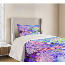 Myhtical Horses Floral Bedspread Set