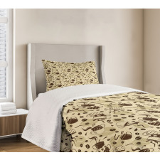 Brown Coffee Cups Bedspread Set