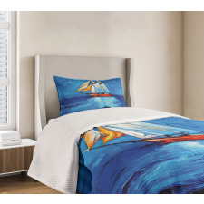 Sail Boat Art Picture Bedspread Set