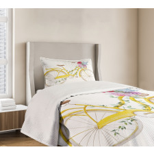 Bicycle with Flowers Bedspread Set