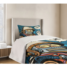 Futuristic Comics Robot Bedspread Set