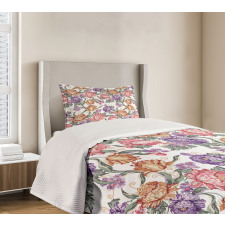 Retro Flowers and Curls Bedspread Set