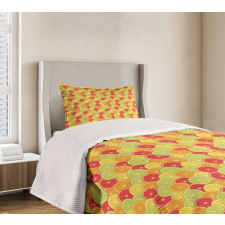 Orange Lemon Fruits Bedspread Set