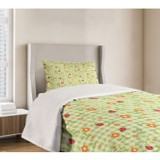 Ladybugs Flowers Leaves Bedspread Set