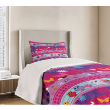 Cartoon Owls and Flowers Bedspread Set