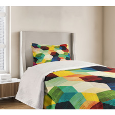 Rhombus Pattern Grunge Bedspread Set