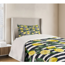 Fresh Lemons Striped Bedspread Set