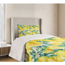 Lemon Citrus Branches Bedspread Set