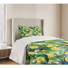 Exotic Plants Green Leaf Bedspread Set