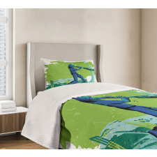 Cricket Player Pitching Bedspread Set