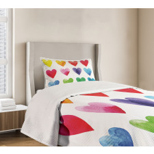 Rainbow Colors Hearts Bedspread Set