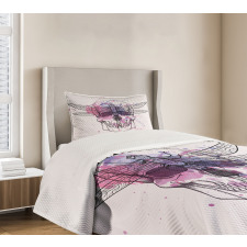 Skull Dragonfly Grunge Bedspread Set