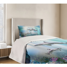 Sharks Coral Aquatic Bedspread Set