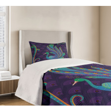 Oriental Bird Feather Bedspread Set