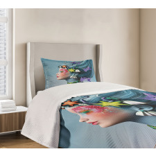 Woman Oceanic Hairstyle Bedspread Set