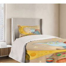 Cat Mouse Crescent Moon Bedspread Set