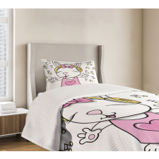 Cartoon Rock Star Bunny Bedspread Set