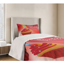 Starry Candle Cupcake Bedspread Set