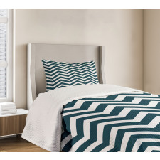 Zigzag Chevron Blue Lines Bedspread Set