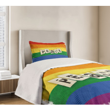 Grunge Flag Peace Word Bedspread Set