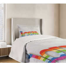 Love Sign on Wood Planks Bedspread Set