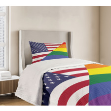 Flag USA Rainbow Colors Bedspread Set