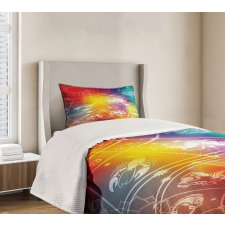 Rainbow Colored Chart Bedspread Set