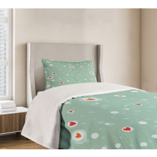 Sketch Circles and Hearts Bedspread Set