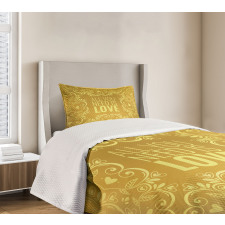 Romantic Words Swirls Bedspread Set