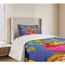 Ethnic Figures Lotus Ancient Bedspread Set