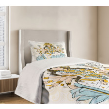 Sketch Figure Blessing Bedspread Set