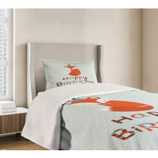 Fox Greeting Text Bedspread Set