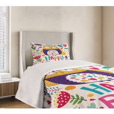 Funny Greeting Doodle Art Bedspread Set