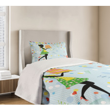 Mother with Cake Cartoon Bedspread Set