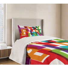 Broken Text Graphic Bedspread Set