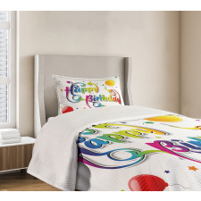 Birthday Words Floral Bedspread Set