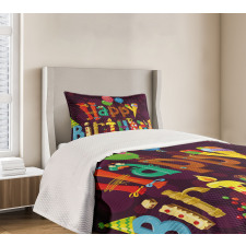 Party Objects as Letters Bedspread Set