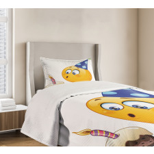 Emoji Face with Cone Bedspread Set